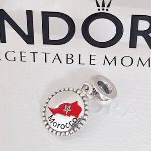 Pandora Morocco Flag Map Exclusive Travel Dangle Charm S925 Silver with box